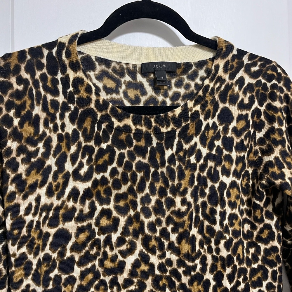 J. Crew Tippi Leopard Merino Wool Sweater XS - Picture 3 of 7